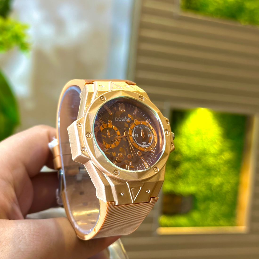 Luxury Orange Strap Gold Dial